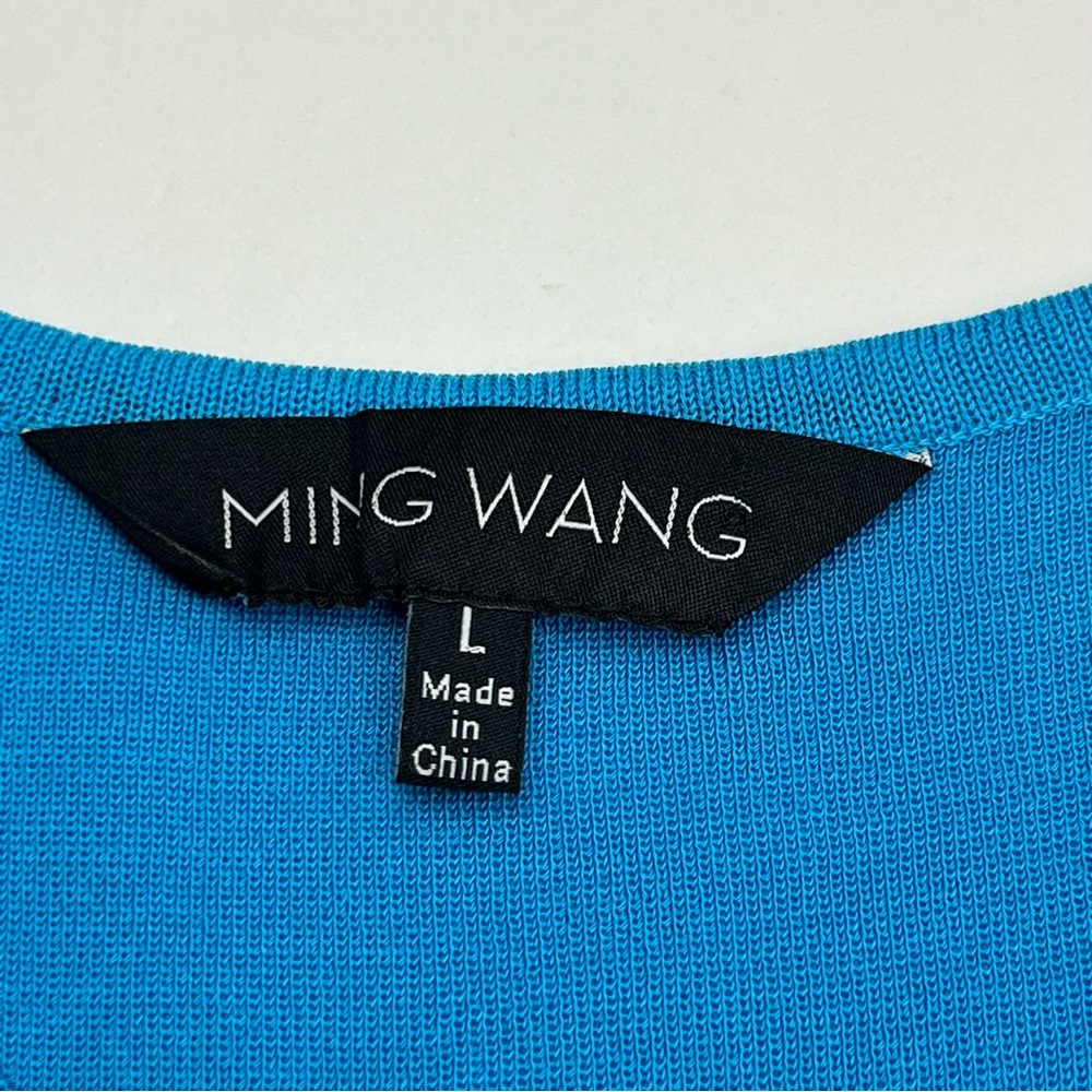 Ming Wang Blue Top Blouse Shell Sleeveless Womens‎ Size Large Stretch *TINY FLAW - Picture 2 of 9